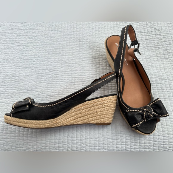 Franco Sarto leather peep toe Espadrille wedge - Picture 4 of 4